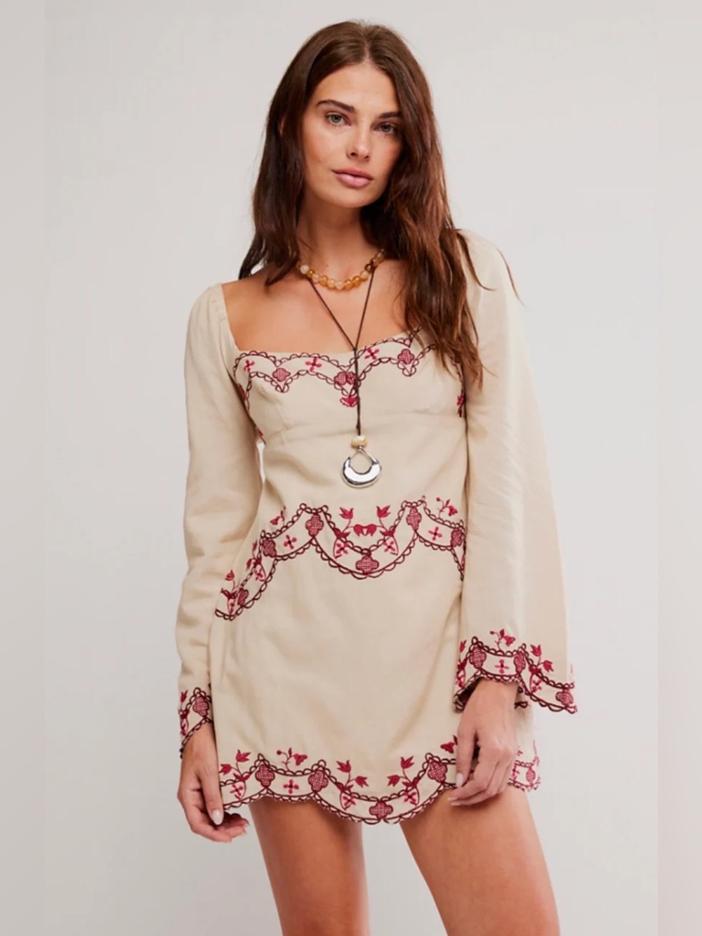 NWT Free People Bali Marlene Floral Embroidered Minidress